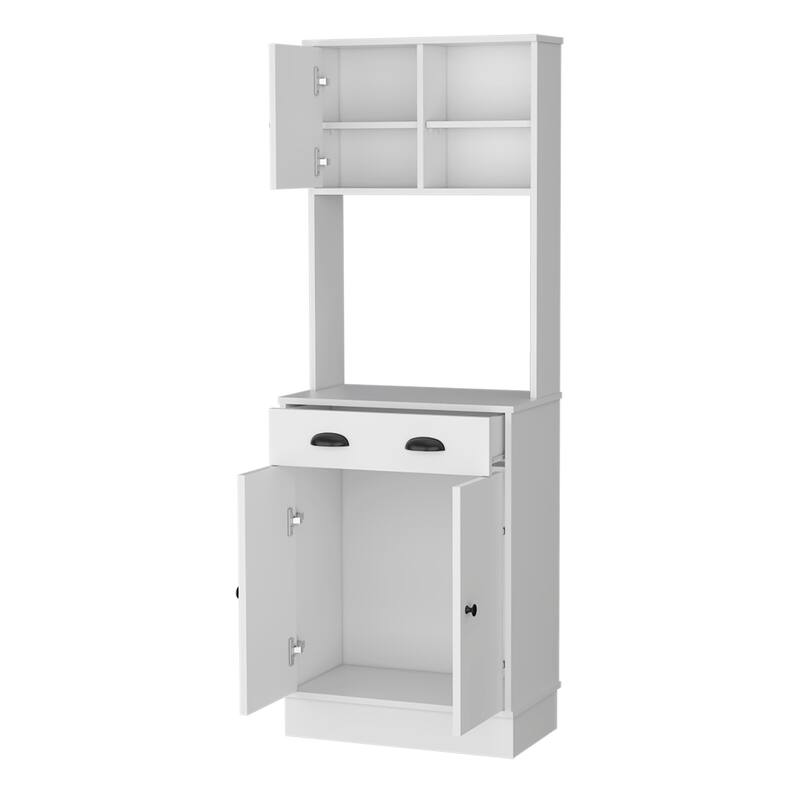 Microwave Storage Stand With 3-Doors And Drawer