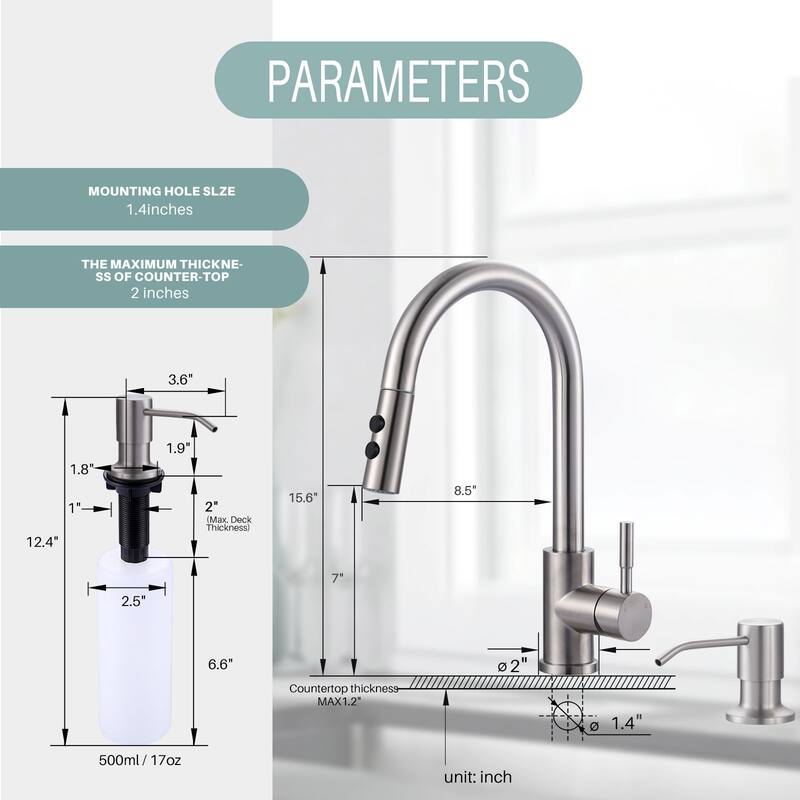 WOWOW Single Handle Pull Down Sprayer Kitchen Faucet