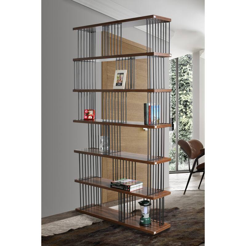 DAVEE Modern & Contemporary Antique Wood 6-tier Bookcase - 86.81*47.24*11.81 inches