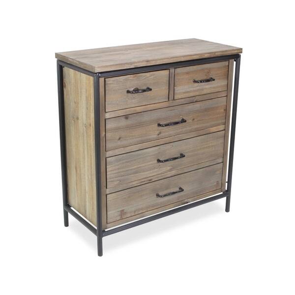 Shop 32 5 Brown And Black Wooden 5 Compartment Dresser Cabinet On Sale Overstock 31771427