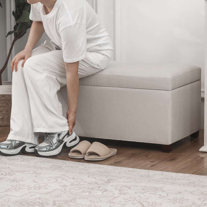 Adeco Rectangle Storage Ottoman Bench for Living Room Bedroom