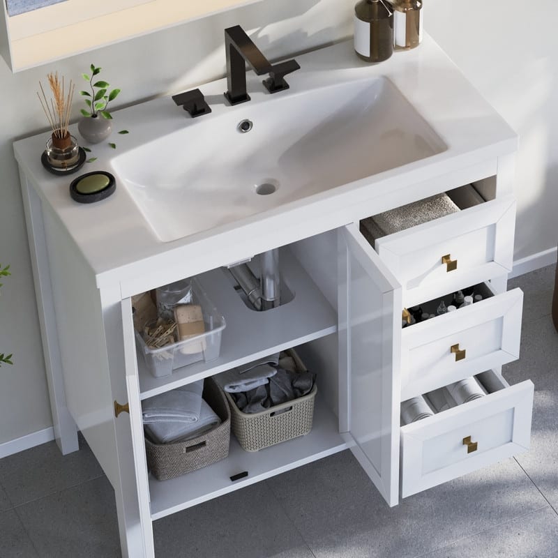 Moasis 36"/42" Bathroom Vanity with Sink Set and 2 Soft-Closing Doors & 3 Drawers