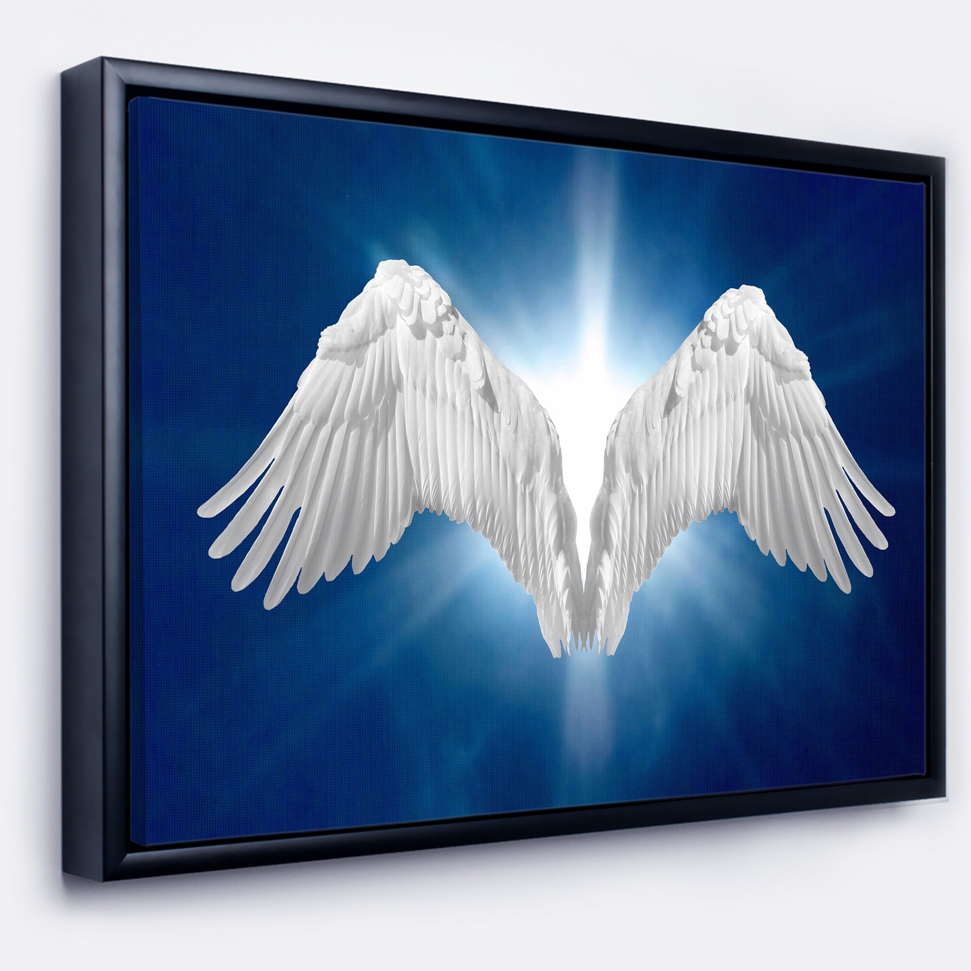 Shop Designart Angel Wings On Blue Background Abstract Framed