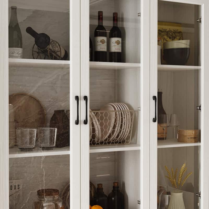 Vintage Oak Display Cabinet Bookcase with Drawers & Shell Handles