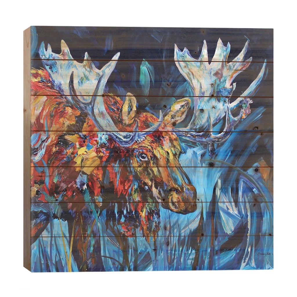 Bull Print On Wood by Lindsey Dahl - Multi-Color