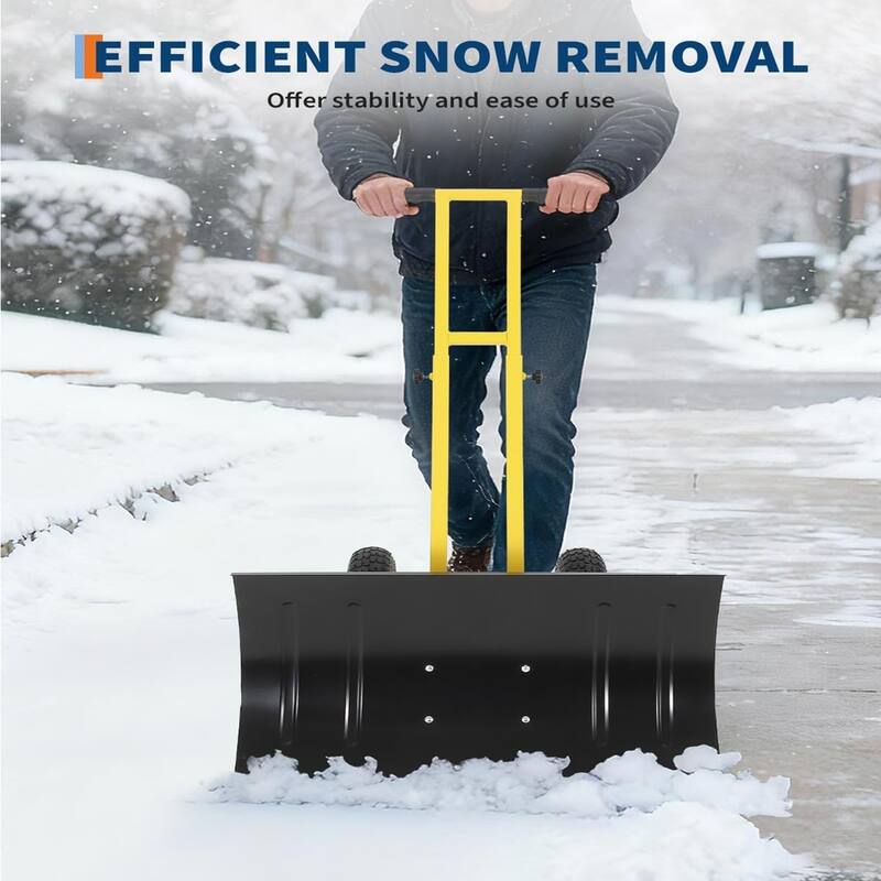 29x16.53 In Heavy Duty Rolling Snow Shovel With Wheels Double Armrests - 29x16.53 In