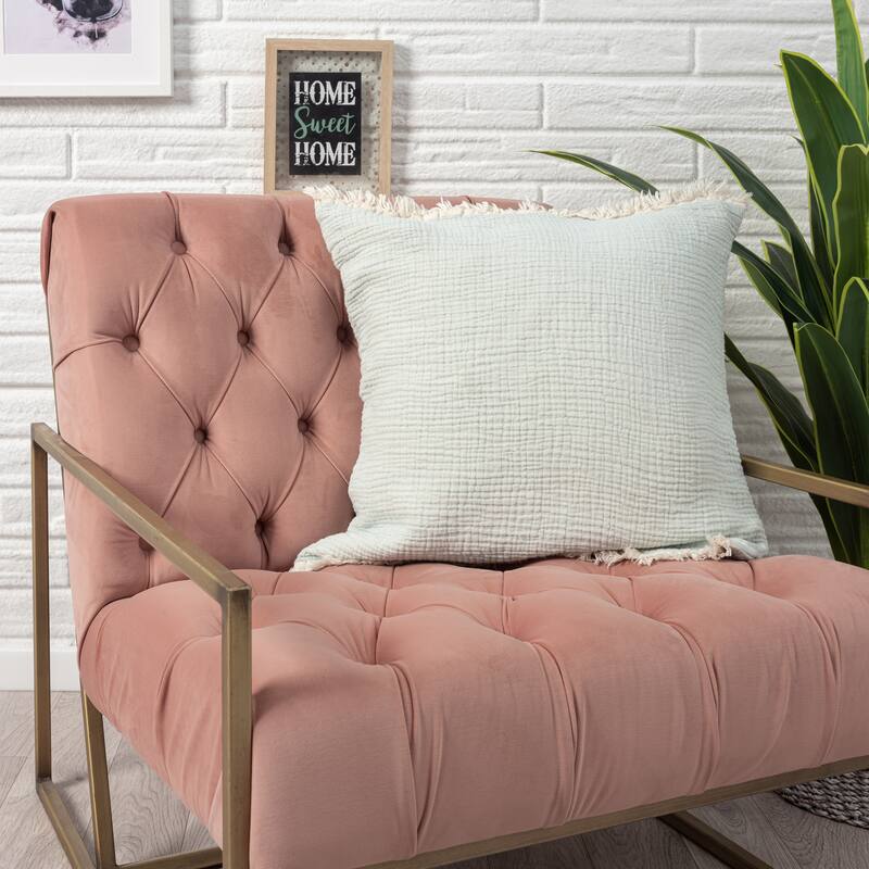 Sevita Solid Turkish Cotton Fringed Throw Pillow