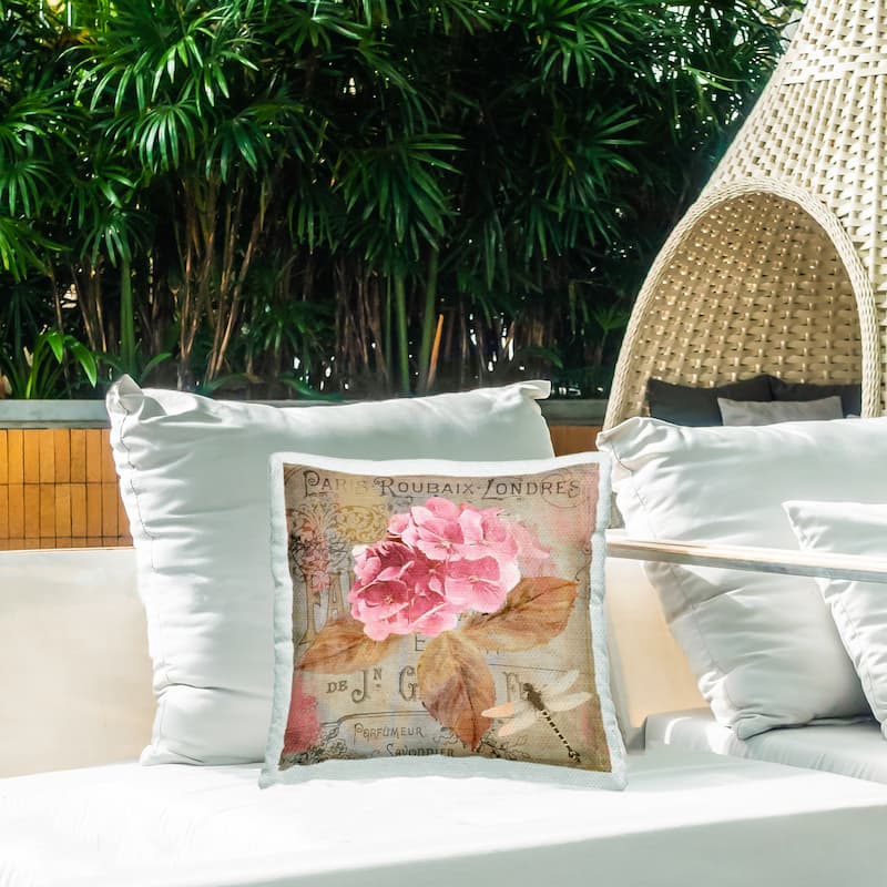 Stupell Vintage French Hydrangea Printed Outdoor Throw Pillow Design by Sasha