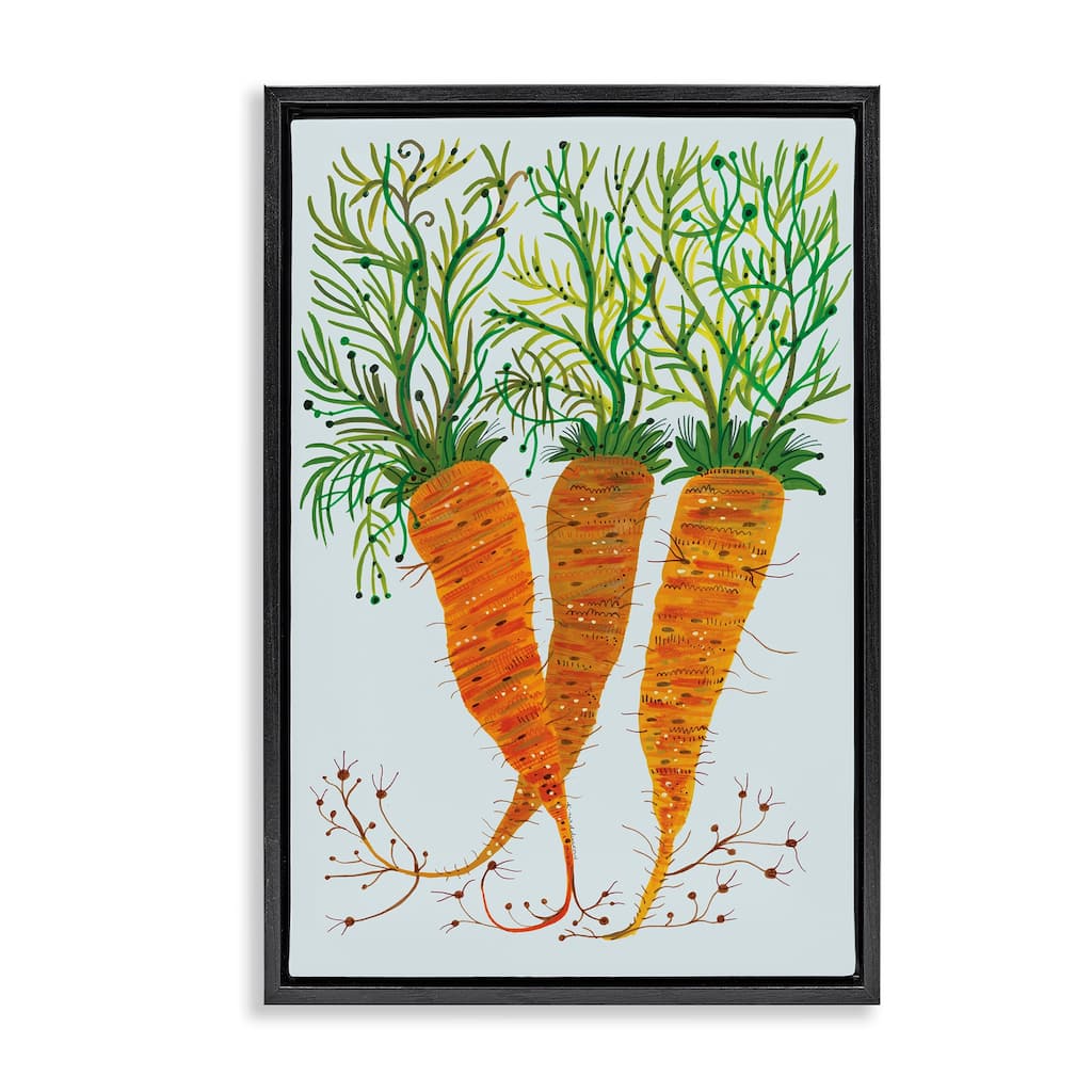 Stupell Whimsical Garden Carrots Framed Floater Canvas Wall Art Design By Kay Widdowson