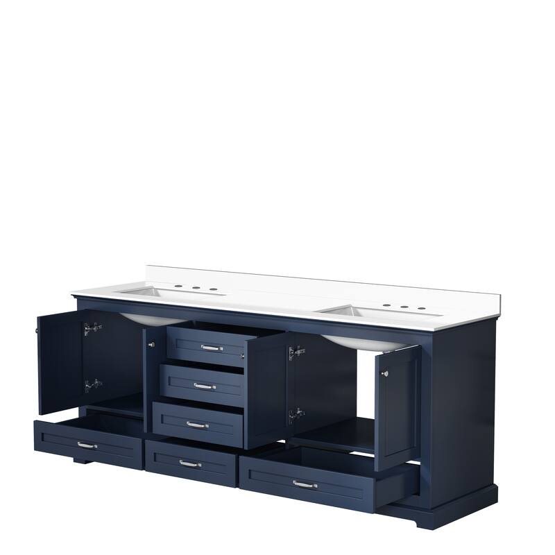 Dukes 80 in. W x 22 in. D Navy Blue Double Bath Vanity and White Quartz Top