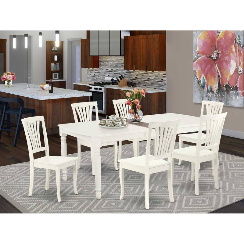 Hollywood Regency Dining Set - 7Pc Rectangular Table & 6 Chairs - 60/78 Inch Extendable