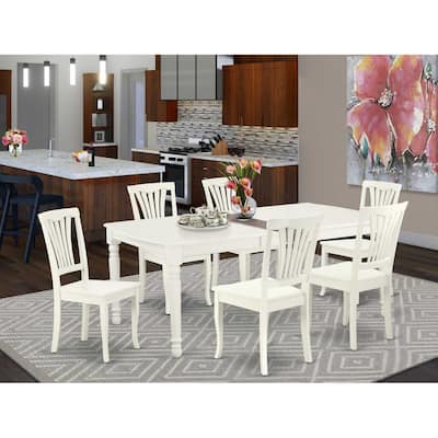Hollywood Regency Dining Set - 7Pc Rectangular Table & 6 Chairs - 60/78 Inch Extendable