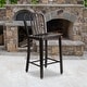 preview thumbnail 12 of 98, 24'' High Metal Indoor-Outdoor Counter Height Stool with Vertical Slat Back Black-Antique Gold