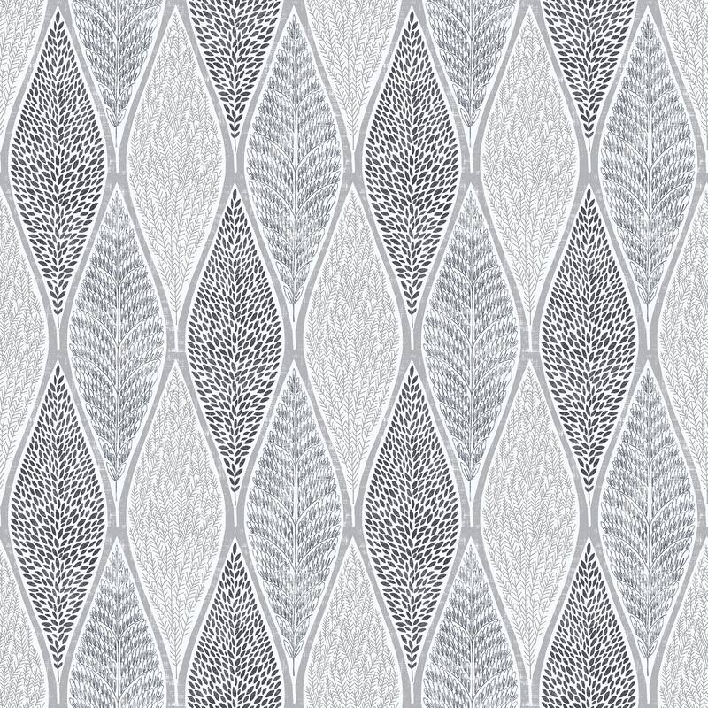 Galerie Wallcoverings Nordic Elements Teardrop Leaves Non-woven Wallpaper Roll - 33 feet x 21 inches - Silver
