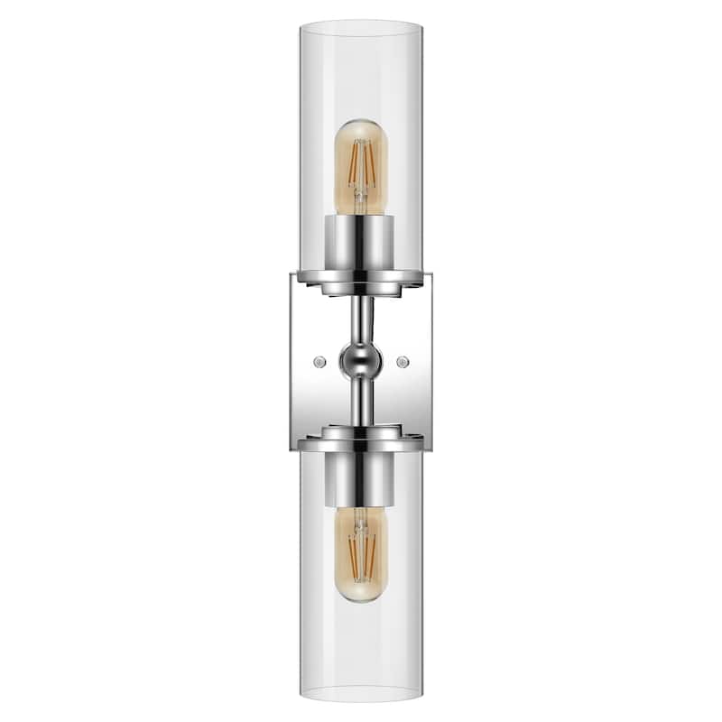 SAFAVIEH Lighting Gien 6" Modern & Contemporary Wall Sconce (2-Bulb) - 6" W x 5" D x 21" H - 6Wx5Dx21H