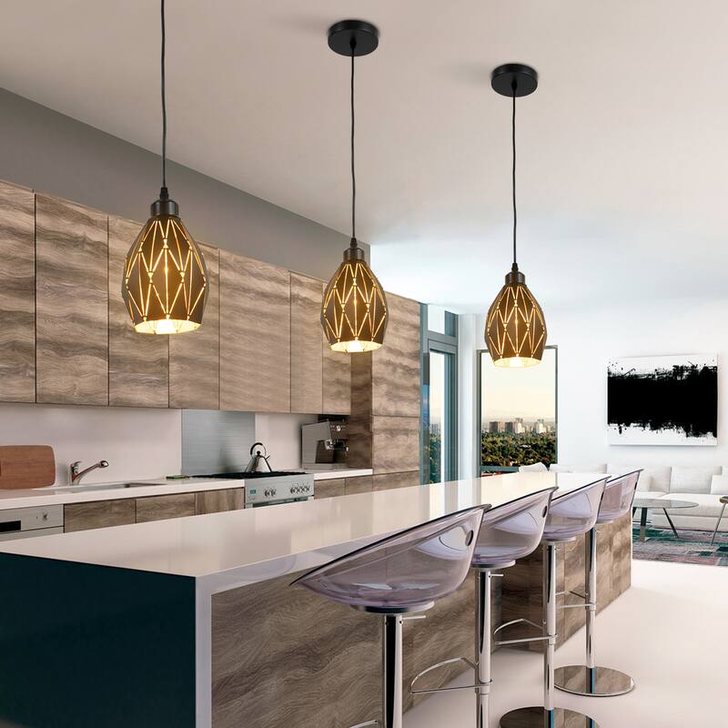 3 Lights Crystal Pendant Light Black Dining Table Light On Sale Bed