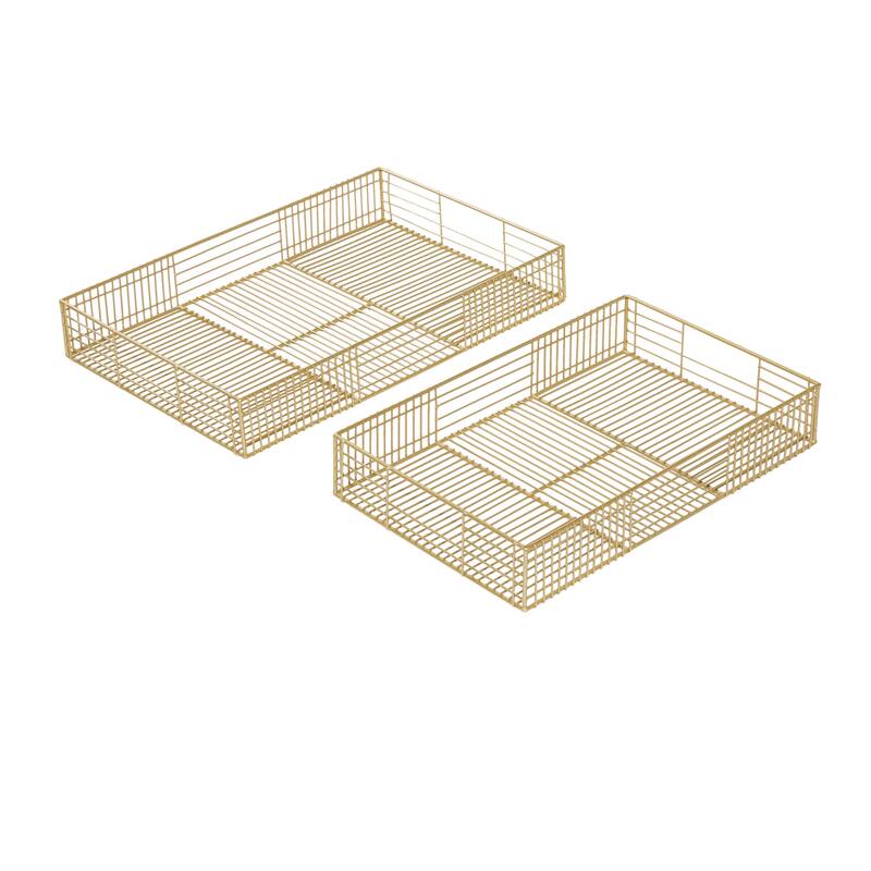 Metal Wire Tray - Set of 2 Gold - CosmoLiving by Cosmopolitan