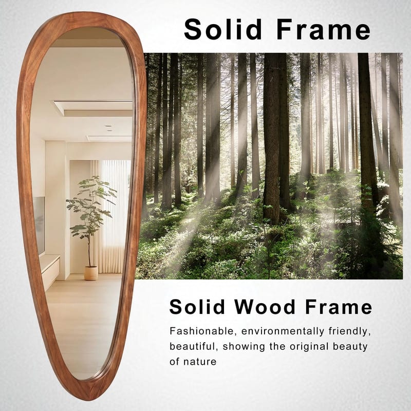 Irregular Mirror Asymmetrical Wood Wall Mirror
