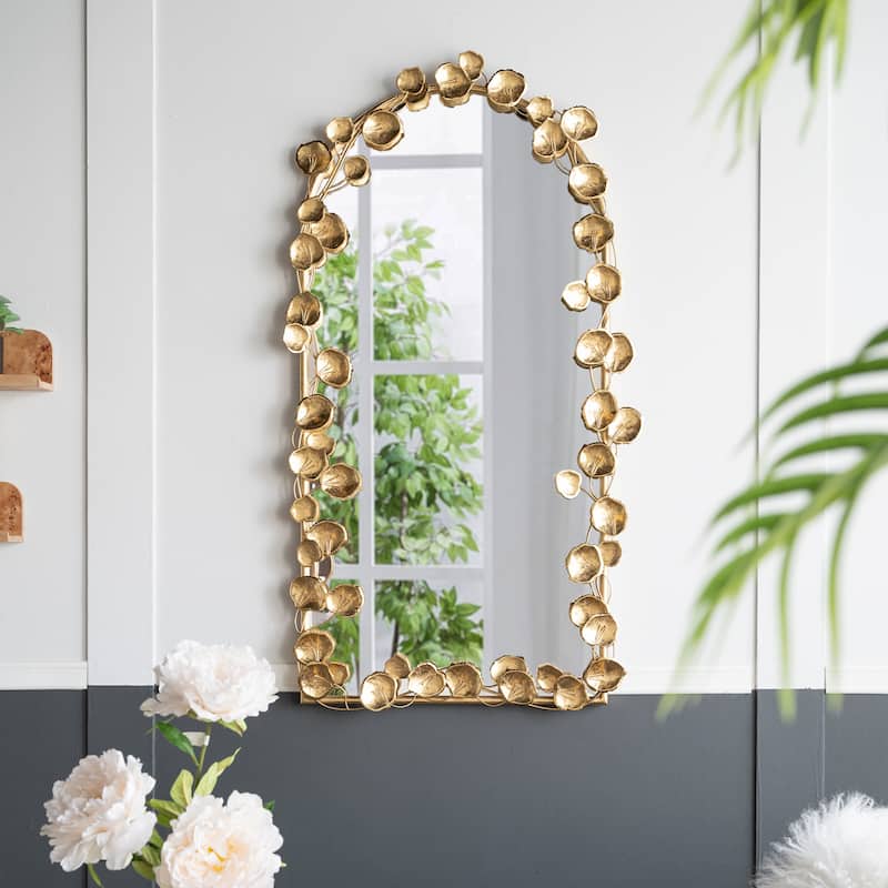 Wall Mirror with Golden Leaf Accents,Designed by CUSchoice