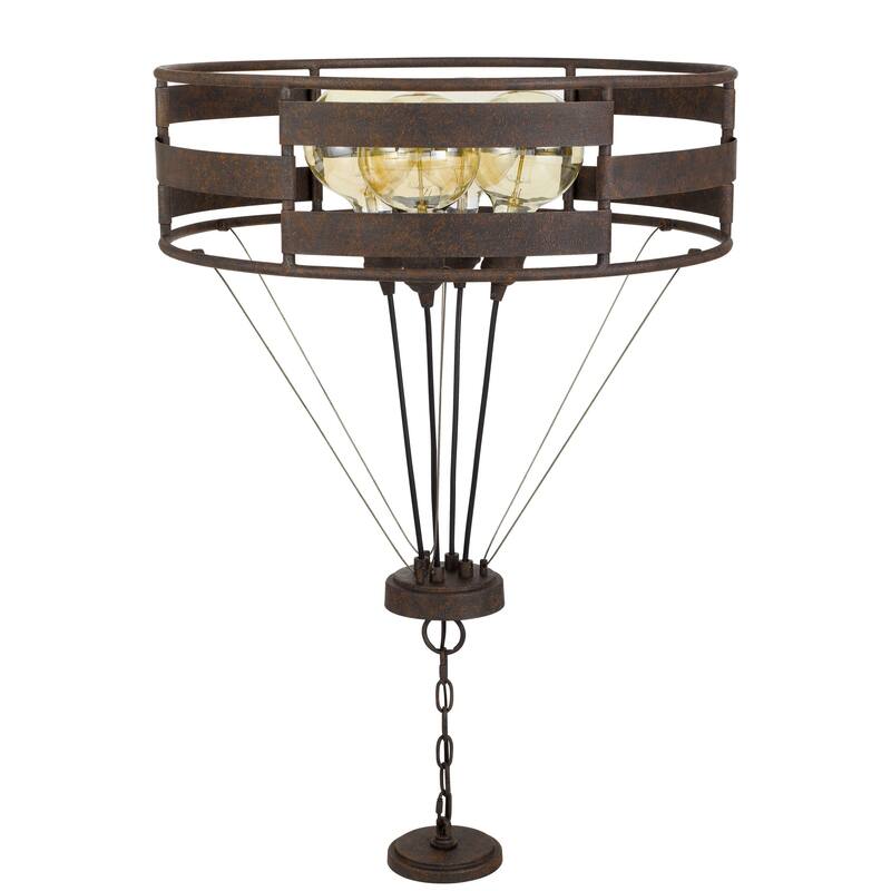 Frot 24 Inch Chandelier w Light Bulbs, Suspended Cable Design, Rust