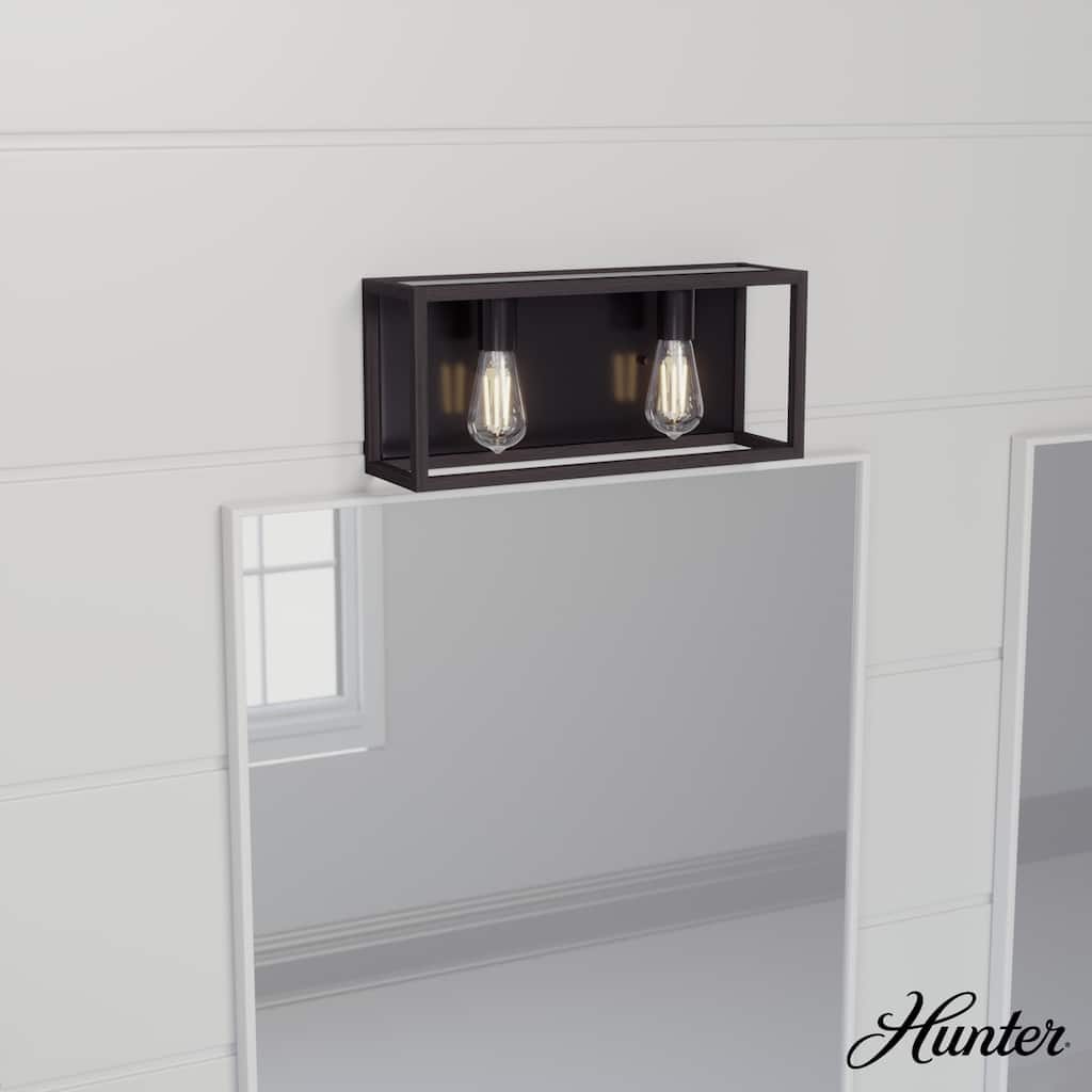 Hunter Squire Manor 2-Light Vanity Wall Light, Modern Farmhouse, Transitional - Damp Rated!
