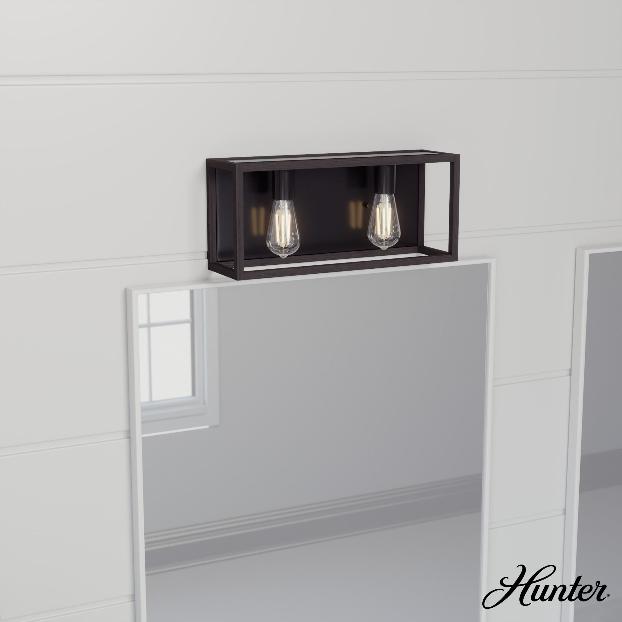 Hunter Squire Manor 2-Light Vanity Wall Light, Modern Farmhouse, Transitional - Damp Rated!