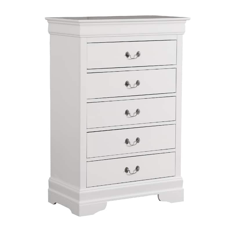 Wooden 5-Dovetailed Drawer Bedroom Chest - 48" - White