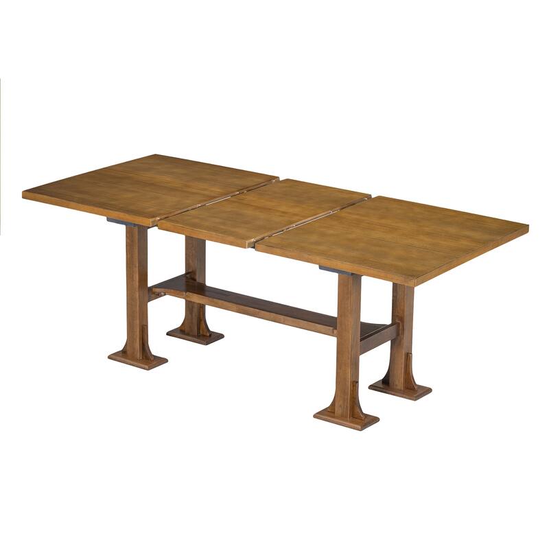 Farmhouse Style 6-Piece Extendable Dining Table Set with Removable Leaf and 4 Upholstered Chair and Bench