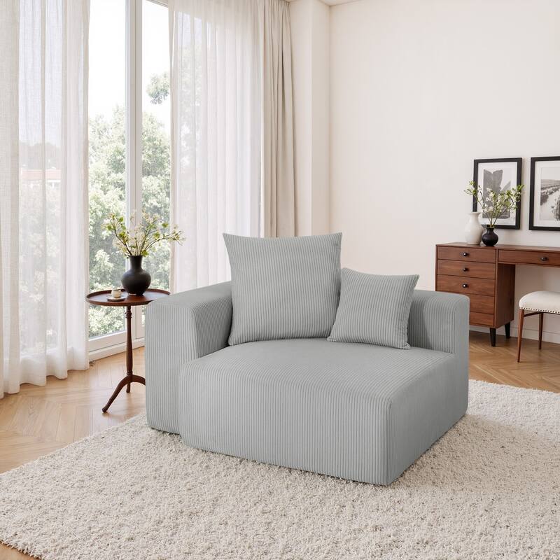 51"W Oversized Modular No Assembly Corduroy Accent Corner Chair