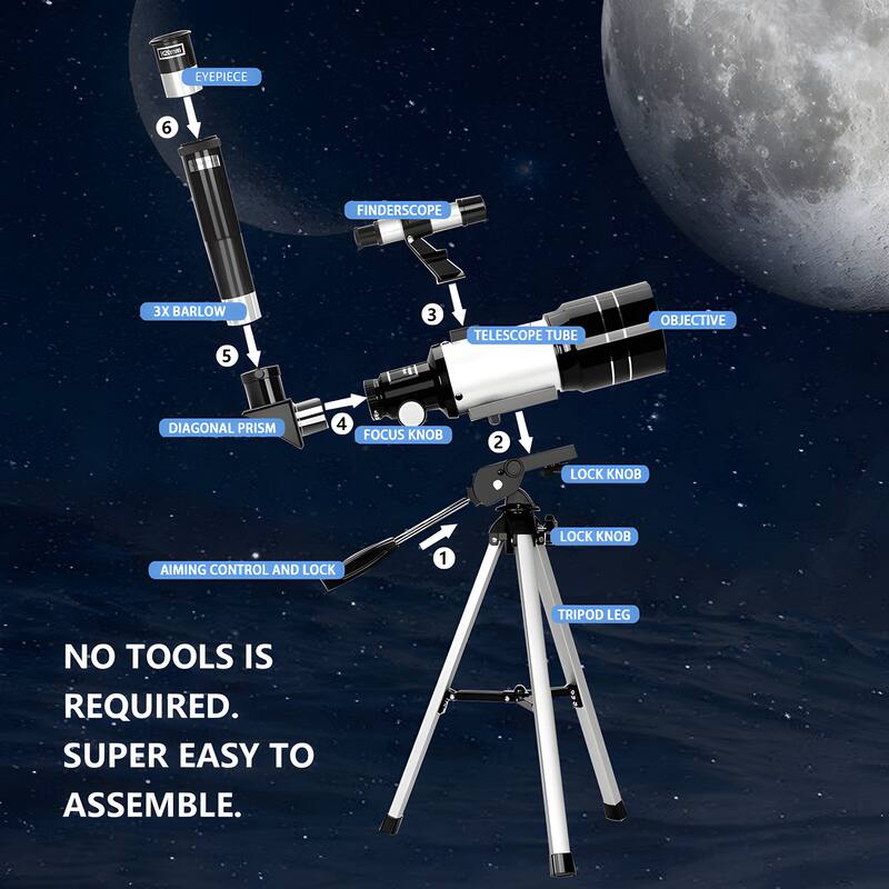 Portable 70mm Refractor Telescope for Adults & Kids 15X150X