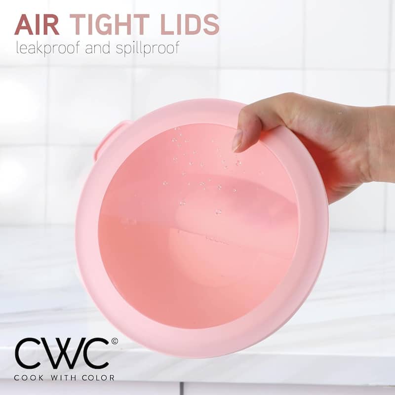 COOK WITH COLOR - 12 Piece Plastic Nesting Bowls - 6 Prep Bowls and 6 Lids, Microwave Safe.