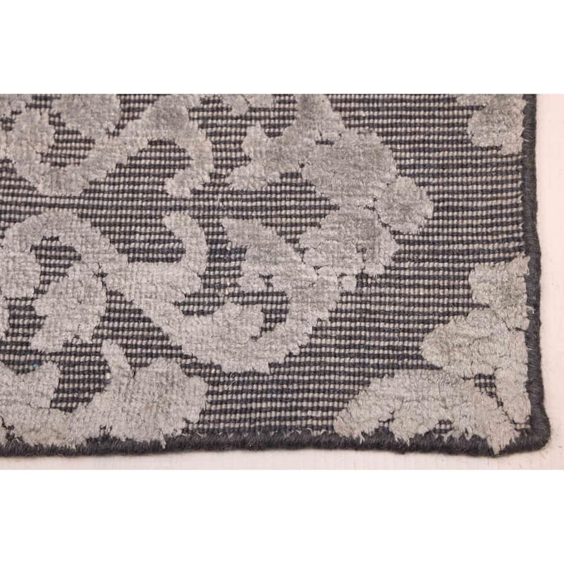 ECARPETGALLERY Hand Loomed Elysian Dark Grey Viscose, Wool Rug - 8'4 x 11'7