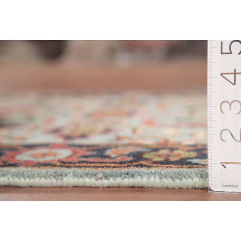 Light Blue Heriz-Serapi Accent Rug Handmade Floral Wool Carpet - 2'11"x 5'0"