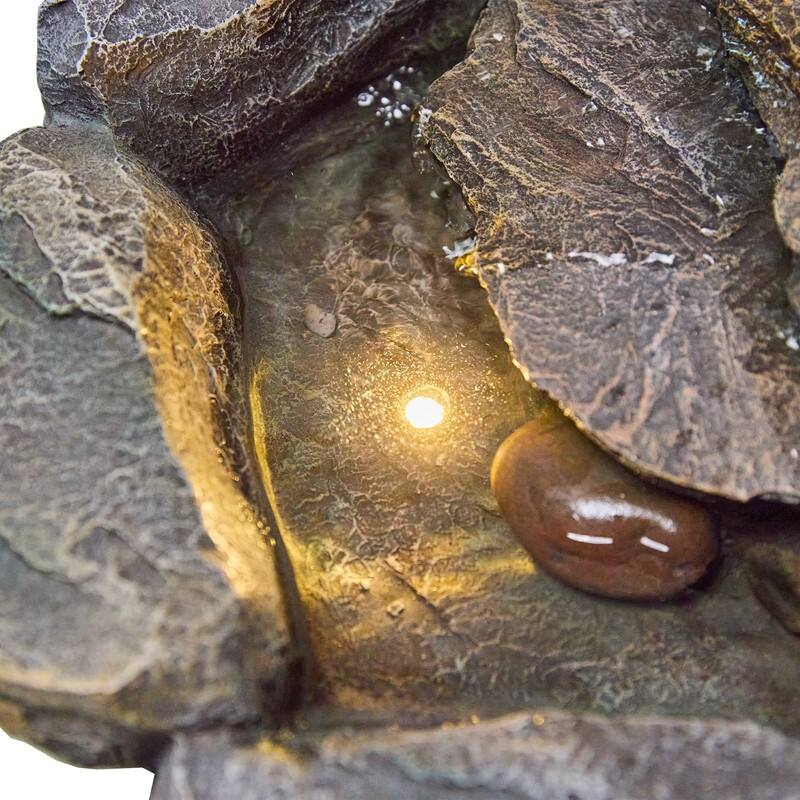 Weather-Resistant Outdoor Rocky Stream Water Fountain with LED Lights