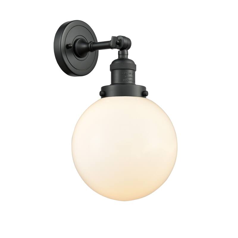 Innovations Lighting Beacon Single Light 14" Tall Bathroom Sconce with - Matte Black / Matte White