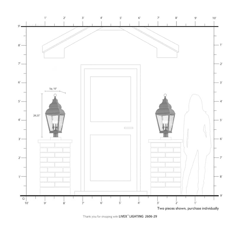 Livex Lighting Exeter 3 Light 28-1/4" High Outdoor Post Light