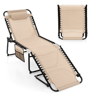Gymax Patio Folding Chaise Lounge Portable Lay Flat Reclining Chair w ...
