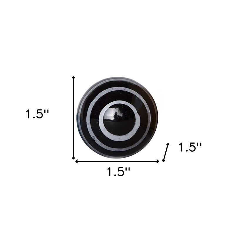 HomeRoots Set of Eight Black And Gray Ceramic And Metal Drawer Pull Knobs - 1.5' X '1.5' X '1.5