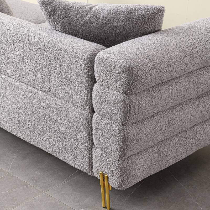 Velvet Upholstered Sofa,Gold Metal Legs,Pillows Included,Living Room