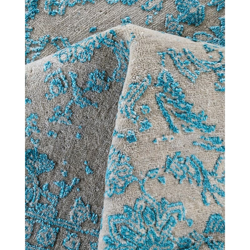 Ikat One-of-a-Kind Hand-Knotted Area Rug, Blue - 7' 10" x 10' 1"