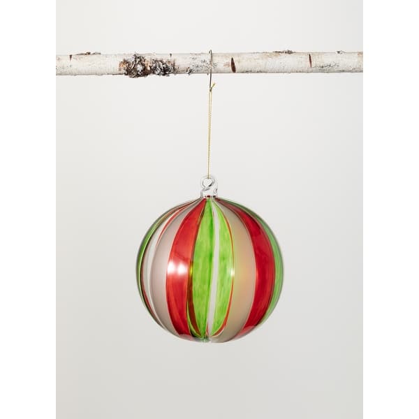 Sullivans Striped Ball Glass Ornament - Overstock - 34269141