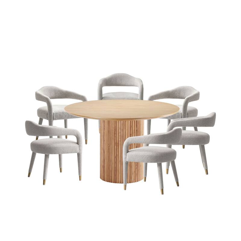 Manhattan Comfort 7-Piece Hathaway Modern 59.05 Solid Wood Round Dining Set