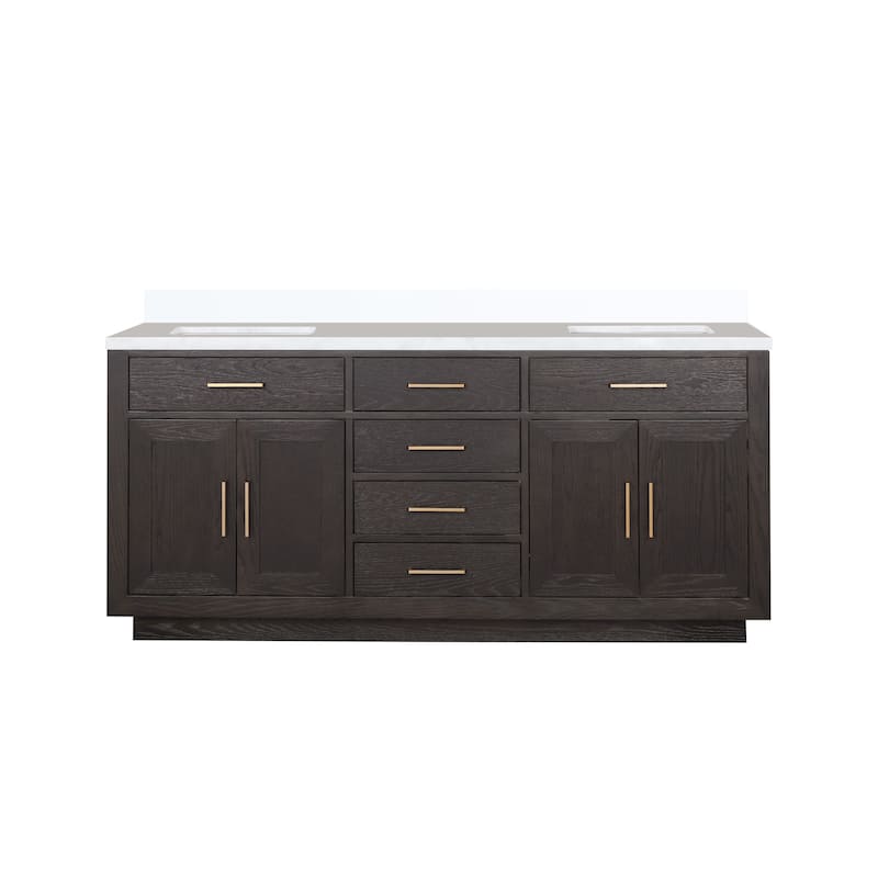 Abbey 60 in W x 22 in D Black Oak Double Bath Vanity and White Quartz Top