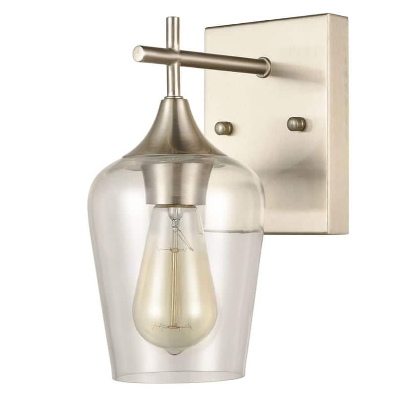 Angers Modern Simplicity 1-Light Clear Glass Wall Sconce Industrial Bathroom Vanity Lighting