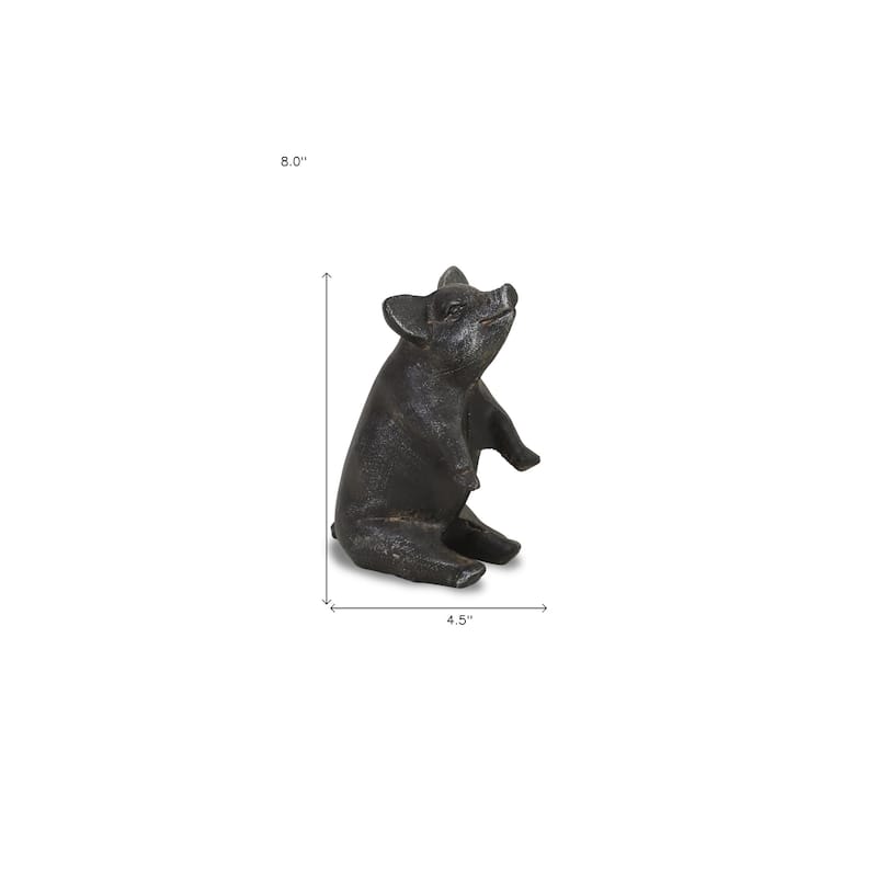 HomeRoots 8" Black Rustic Metal Pig Figurine - 4.5' X '8' X '3.5