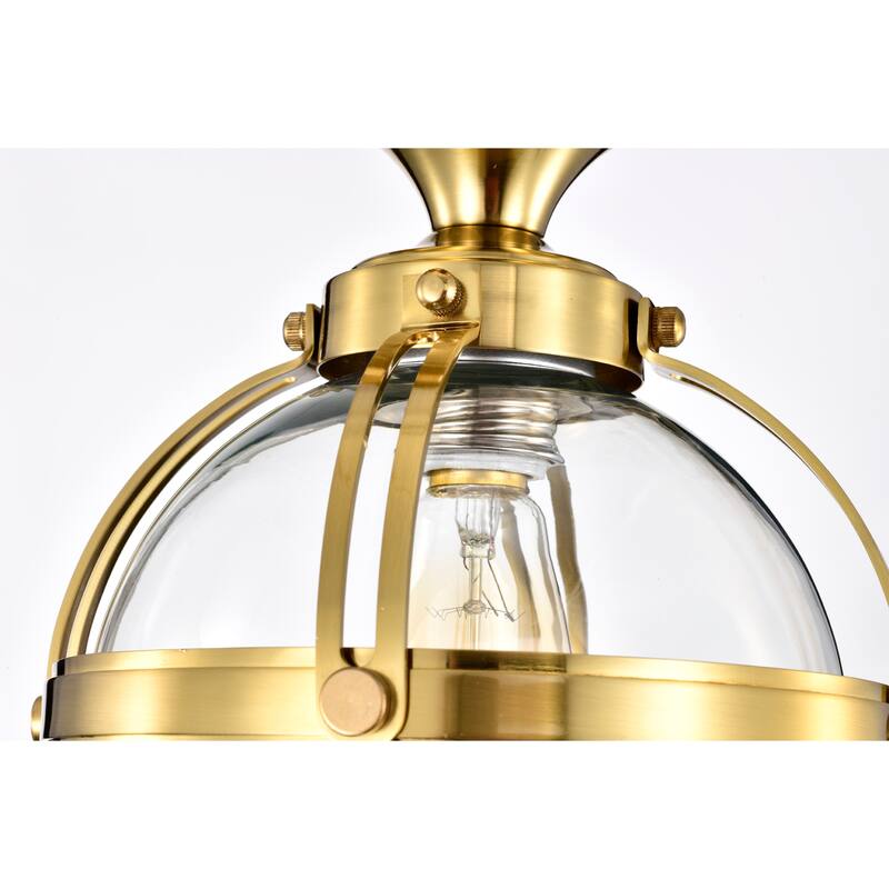 Concordia Semi Flush Mount Ceiling Light Brass Gold and Clear Glass Finish 1-Light - N/A