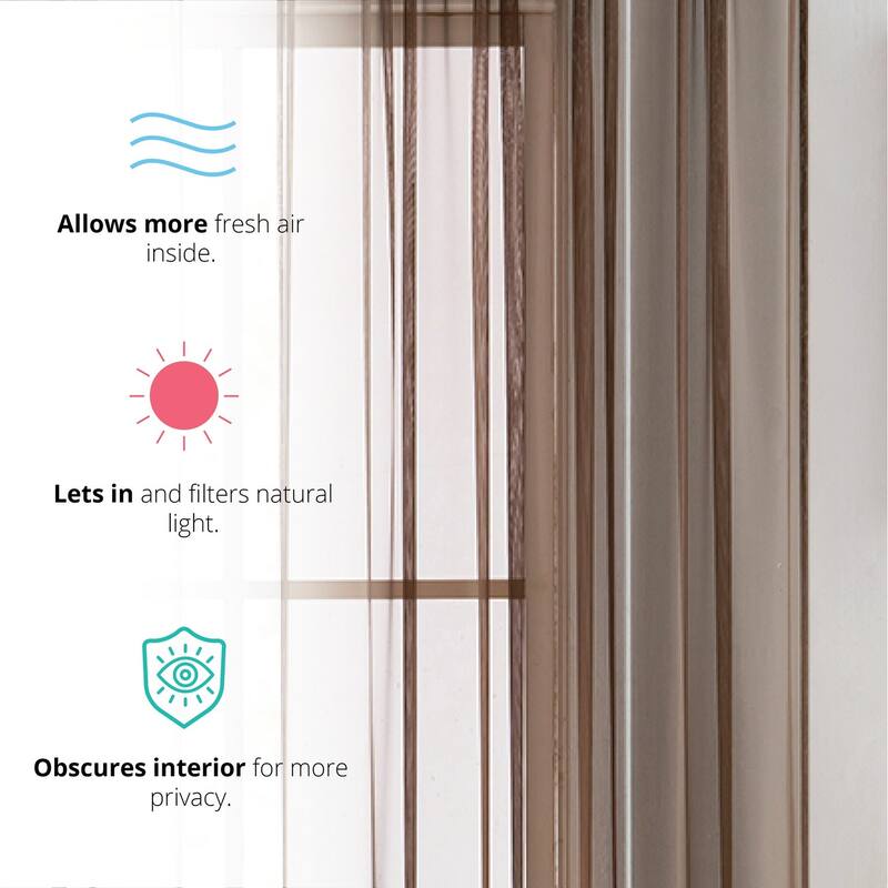 HLC.me Sheer Voile Window Treatment Rod Pocket Curtain Panels for Bedroom, Living Room, Kitchen - Set of 2 panels
