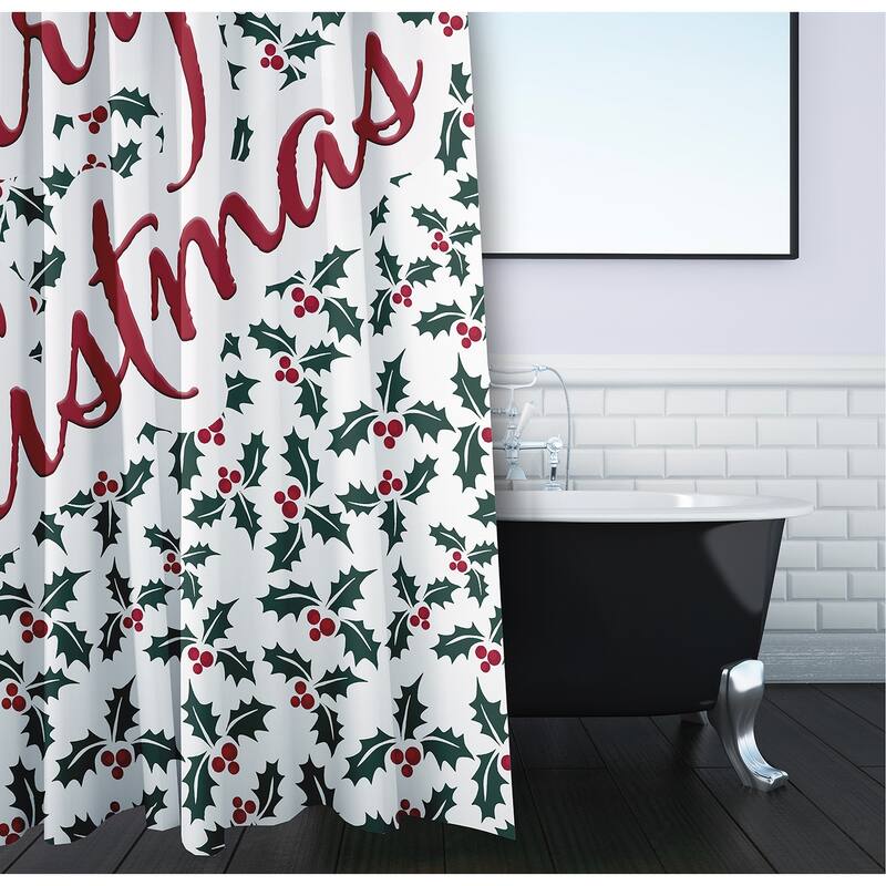 Merry Christmas with Holly Shower Curtain