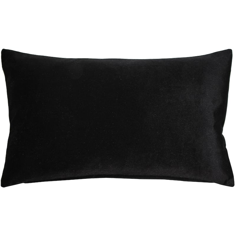 Pillow Decor Castello Soft Velvet Throw Pillows (3 Sizes, 18 Colors) - 12" x 19" - Polyester - Black