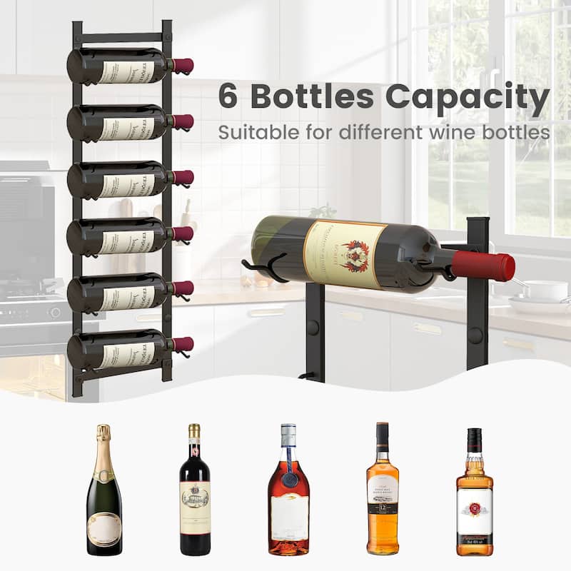 6 Bottle Rustproof Wall-Mounted Wine Rack